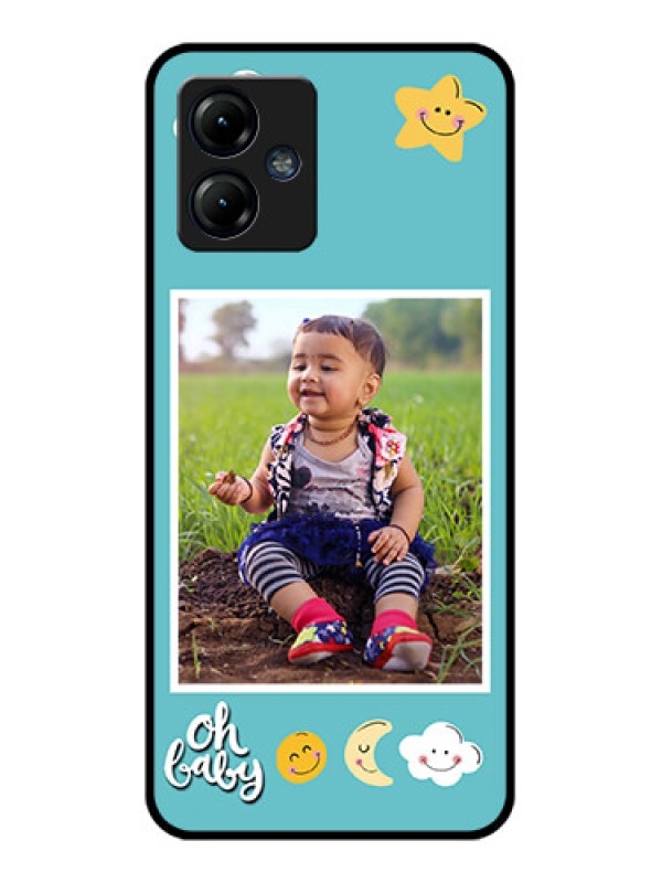 Custom Moto G14 Custom Metal Phone CaseSmiley Kids Stars Design