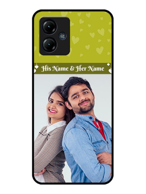 Custom Moto G14 Custom Metal Phone CaseYou and Me Heart Design