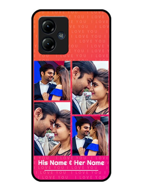 Custom Moto G14 Custom Metal Phone CaseI Love You Pink Design
