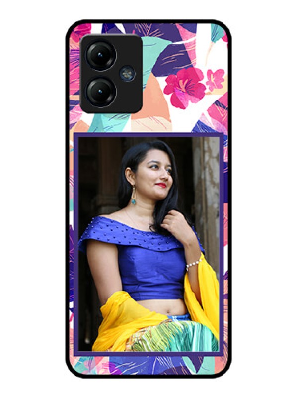 Custom Moto G14 Custom Metal Phone CaseAbstract Floral Design