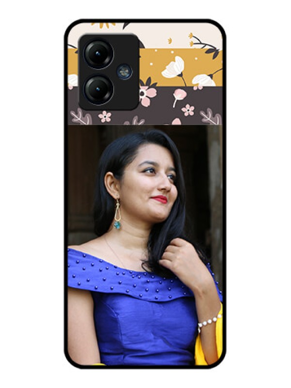 Custom Moto G14 Custom Metal Phone CaseStylish Floral Design