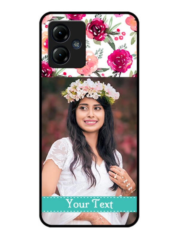 Custom Moto G14 Custom Metal Phone CaseWater Colors Floral Design