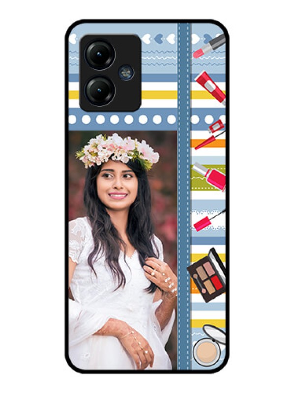 Custom Moto G14 Custom Metal Phone CaseMakeup Icons Design