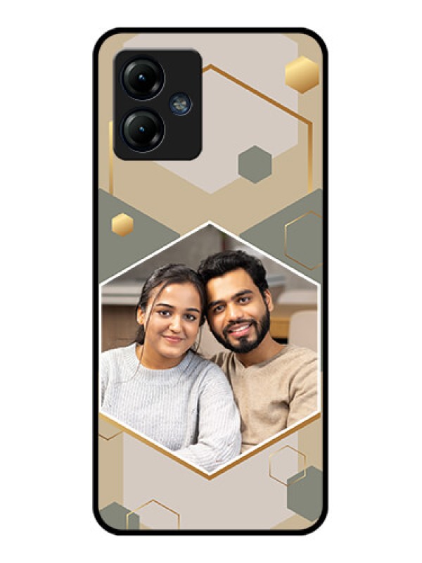 Custom Moto G14 Custom Metal Phone CaseStylish Hexagon Pattern Design