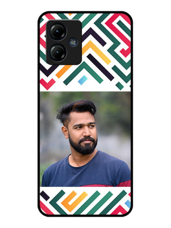 Custom Moto G14 Custom Metal Phone CaseColorful Maze Pattern Design