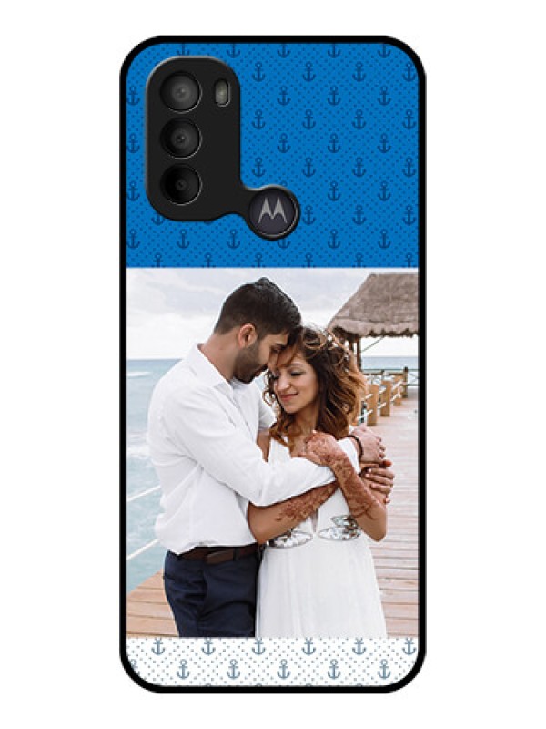 Custom Moto G31 Custom Metal Phone CaseBlue Anchors Design
