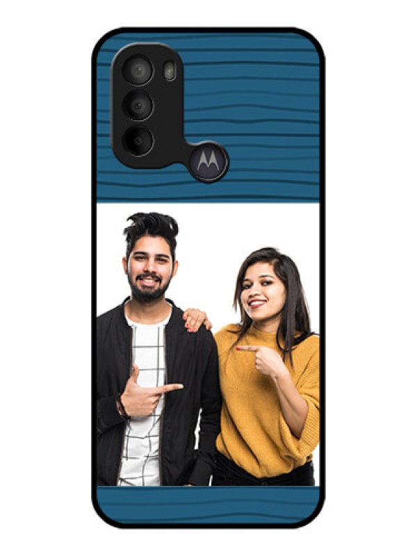 Custom Moto G31 Custom Metal Phone CaseBlue Pattern Cover Design