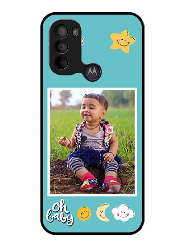 Custom Moto G31 Custom Metal Phone CaseSmiley Kids Stars Design