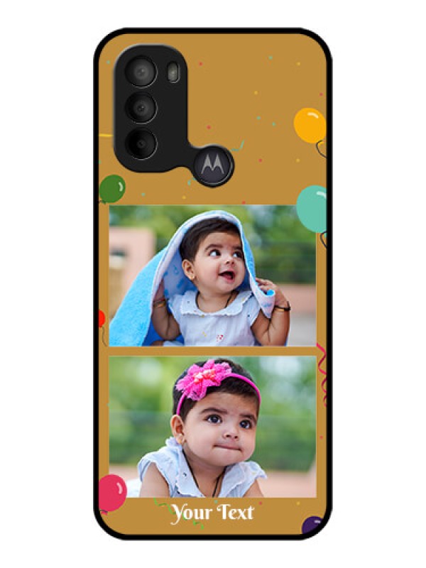Custom Moto G31 Custom Metal Phone CaseImage Holder With Birthday Celebrations Design