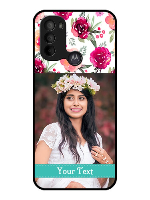 Custom Moto G31 Custom Metal Phone CaseWater Colors Floral Design