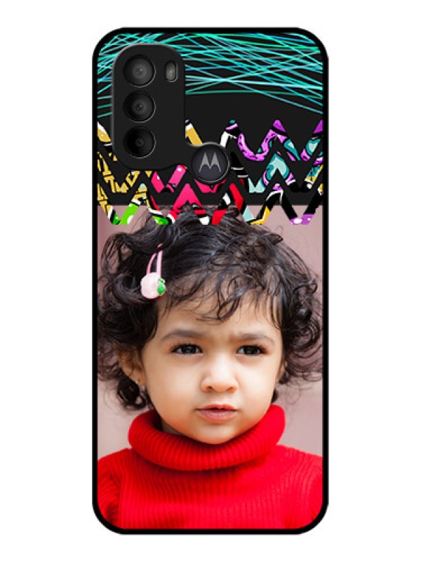 Custom Moto G31 Custom Metal Phone CaseNeon Abstract Design