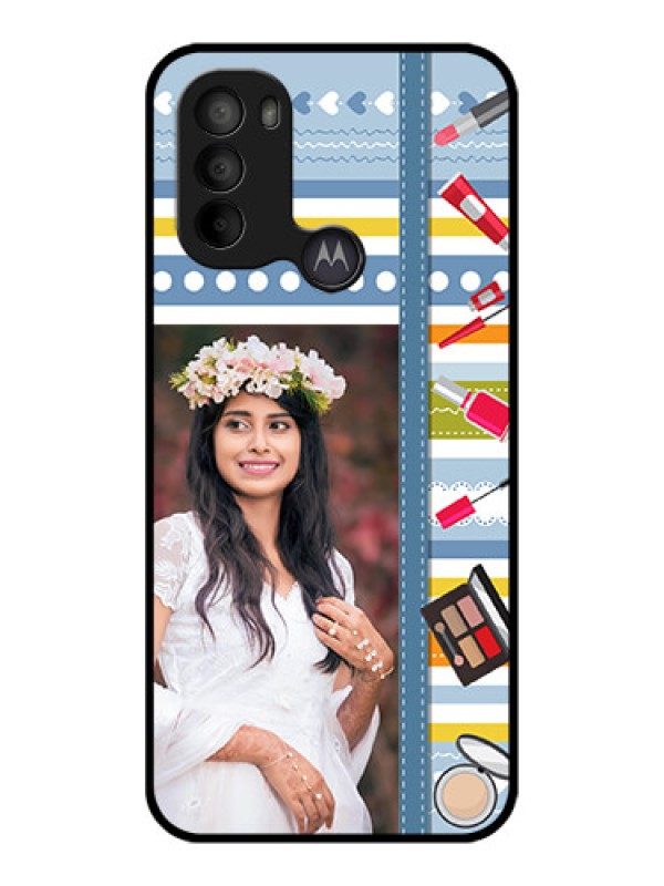 Custom Moto G31 Custom Metal Phone CaseMakeup Icons Design