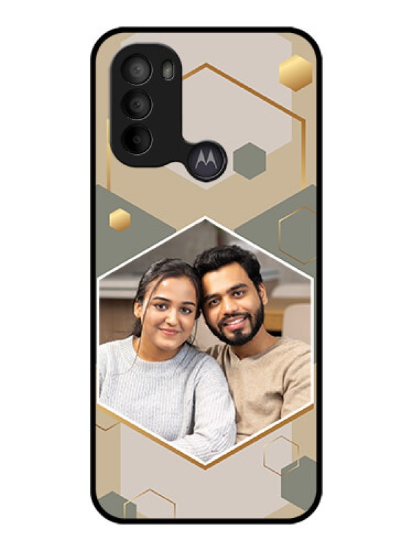 Custom Moto G31 Custom Metal Phone CaseStylish Hexagon Pattern Design