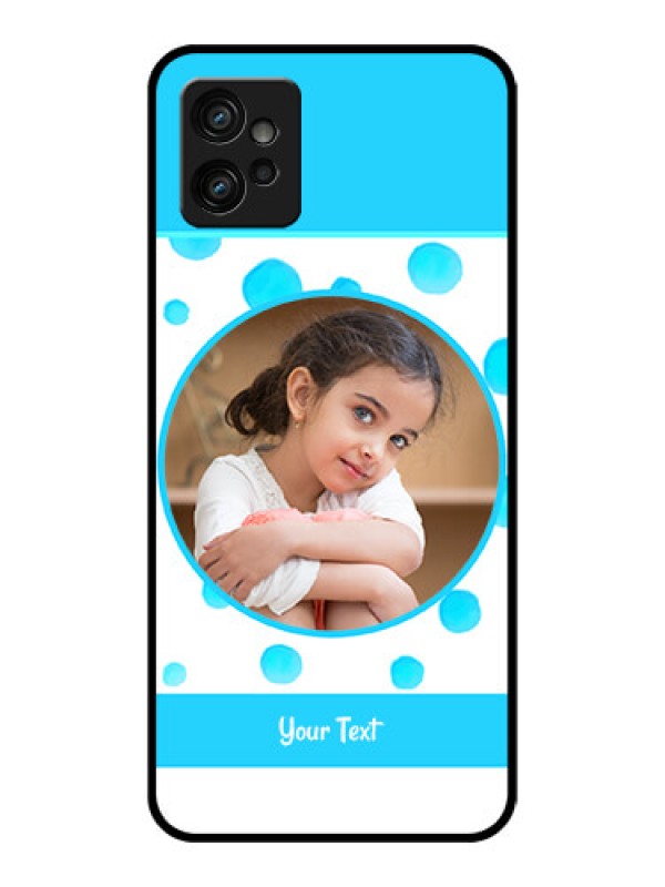 Custom Moto G32 Custom Metal Phone CaseBlue Bubbles Pattern Design