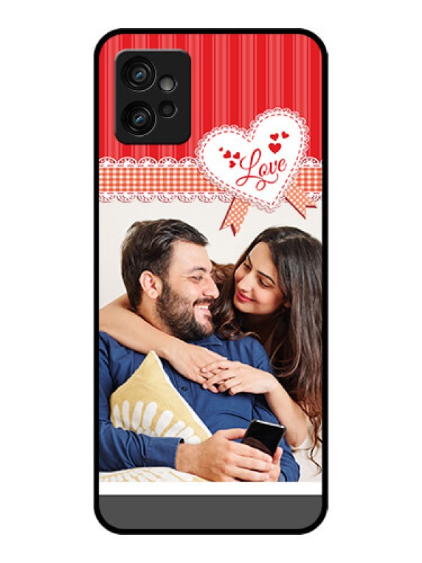 Custom Moto G32 Custom Metal Phone CaseRed Love Pattern Design