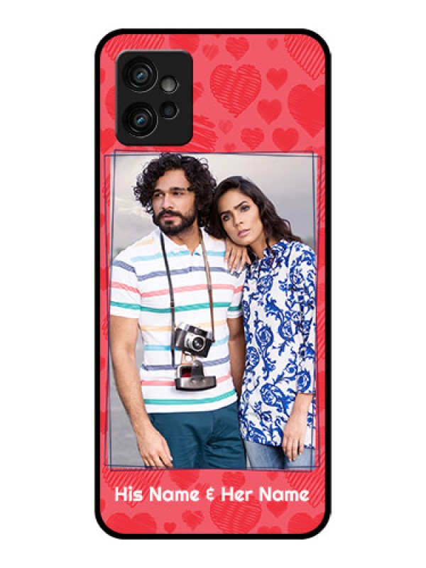 Custom Moto G32 Custom Metal Phone CaseWith Red Heart Symbols Design