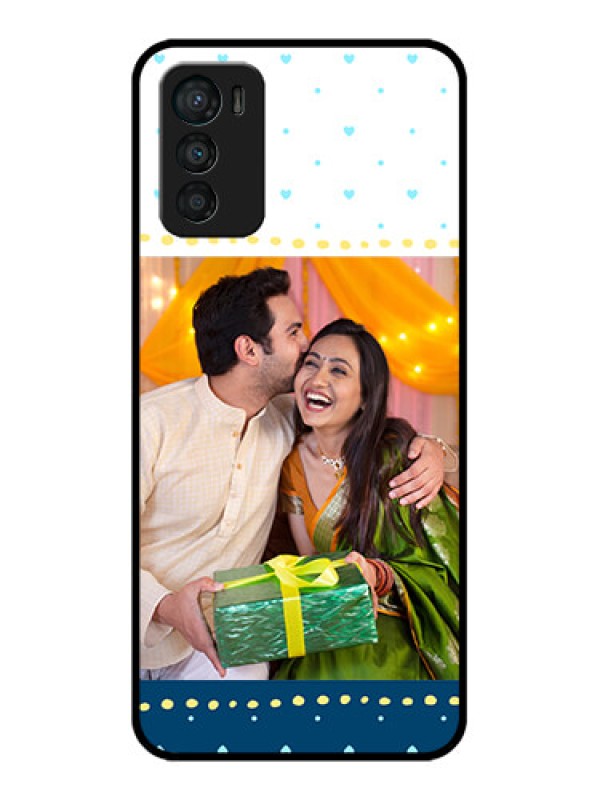 Custom Moto G42 Custom Metal Phone CaseWhite And Blue Abstract Design
