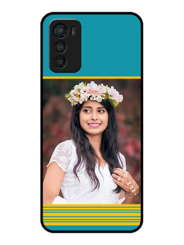 Custom Moto G42 Custom Metal Phone CaseYellow and Blue Design
