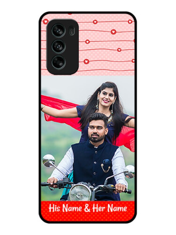 Custom Moto G62 Custom Metal Phone CaseRed Pattern Case Design