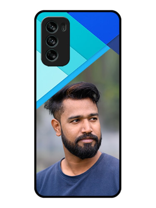 Custom Moto G62 Custom Metal Phone CaseBlue Pattern Design