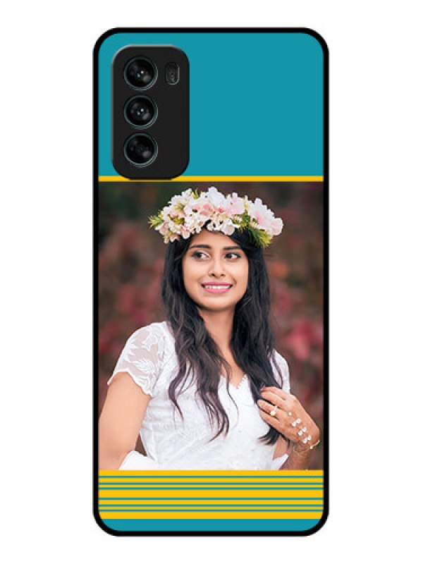 Custom Moto G62 Custom Metal Phone CaseYellow and Blue Design