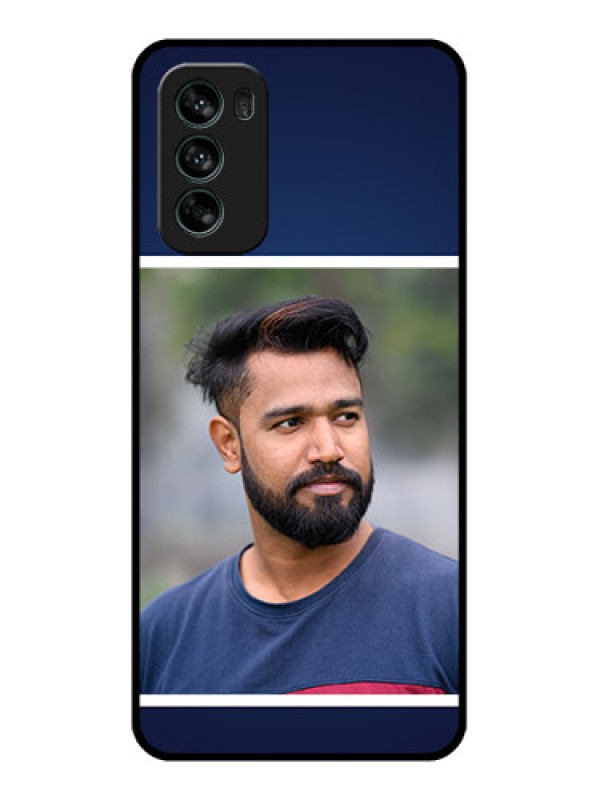 Custom Moto G62 Custom Metal Phone CaseSimple Royal Blue Design