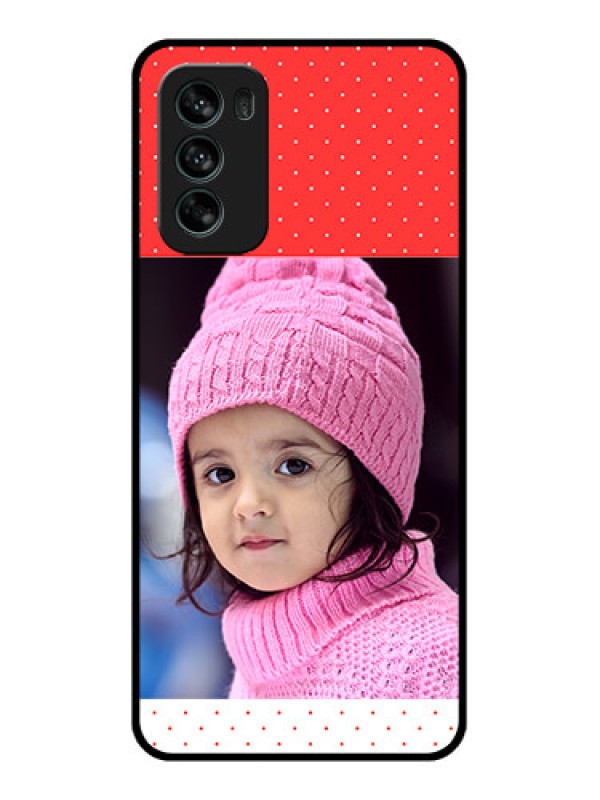 Custom Moto G62 Custom Metal Phone CaseRed Pattern Design