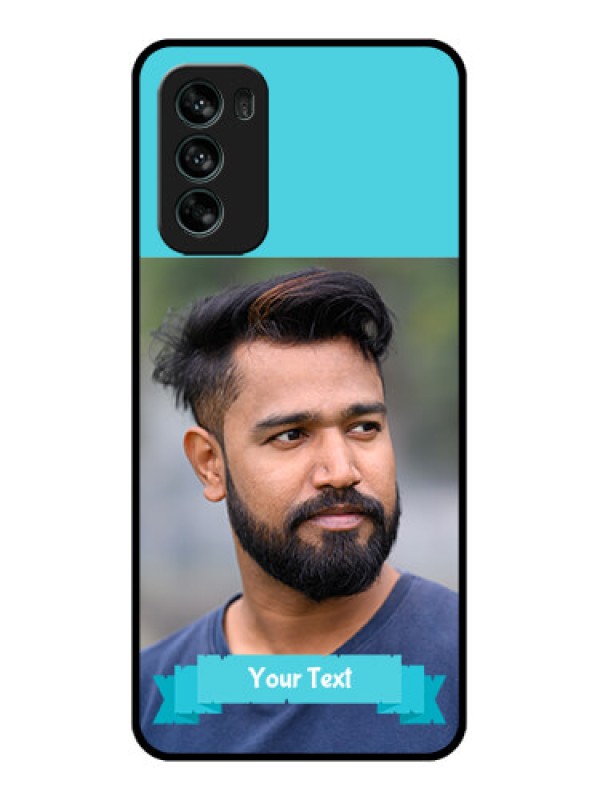 Custom Moto G62 Custom Metal Phone CaseBlue Color Design