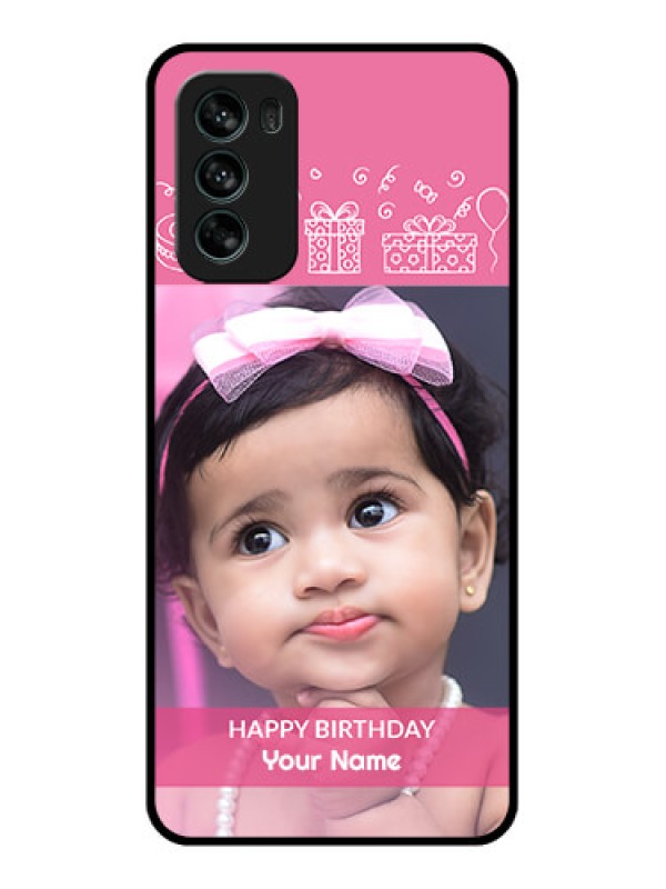 Custom Moto G62 Custom Metal Phone CaseWith Birthday Line Art Design