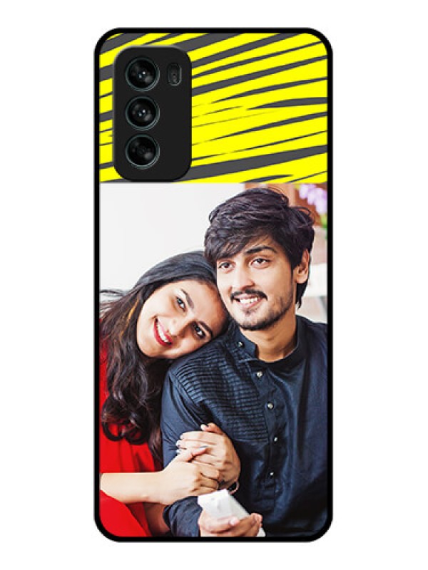 Custom Moto G62 Custom Metal Phone CaseYellow Abstract Design