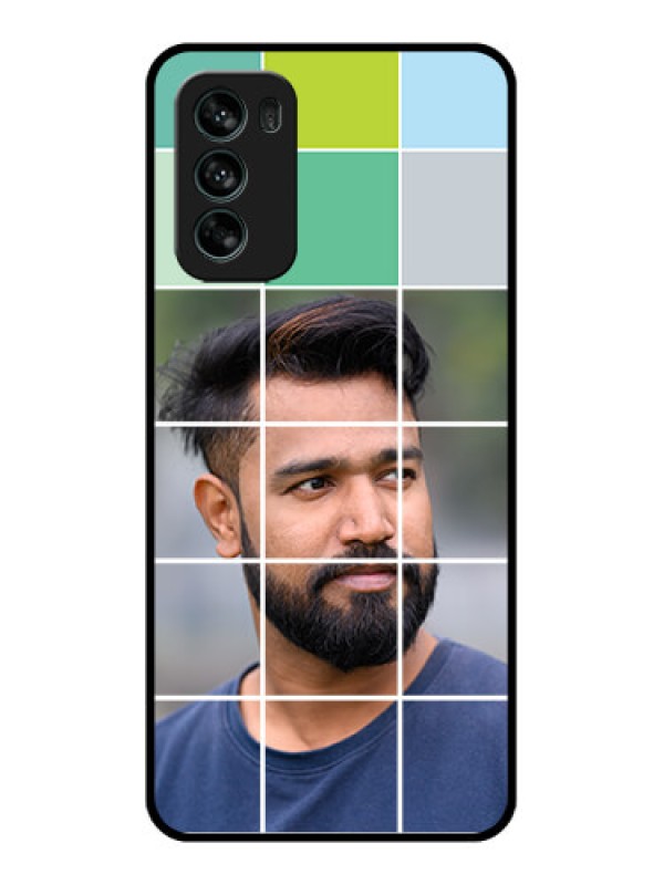 Custom Moto G62 Custom Metal Phone CaseWith White Box Pattern