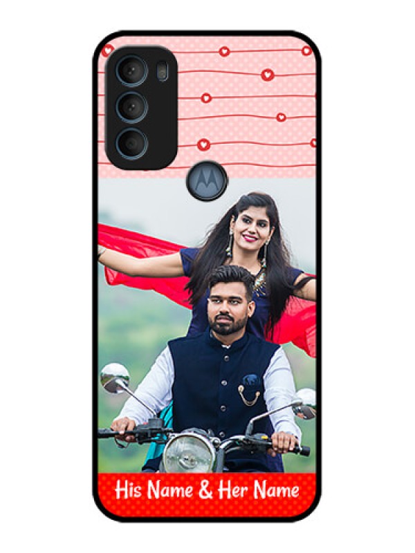 Custom Moto G71 5G Custom Metal Phone CaseRed Pattern Case Design