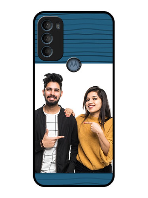 Custom Moto G71 5G Custom Metal Phone CaseBlue Pattern Cover Design