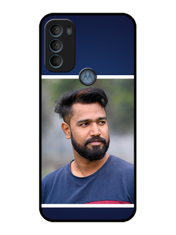Custom Moto G71 5G Custom Metal Phone CaseSimple Royal Blue Design