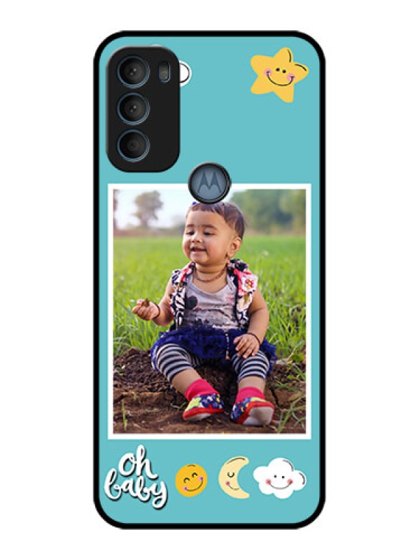 Custom Moto G71 5G Custom Metal Phone CaseSmiley Kids Stars Design