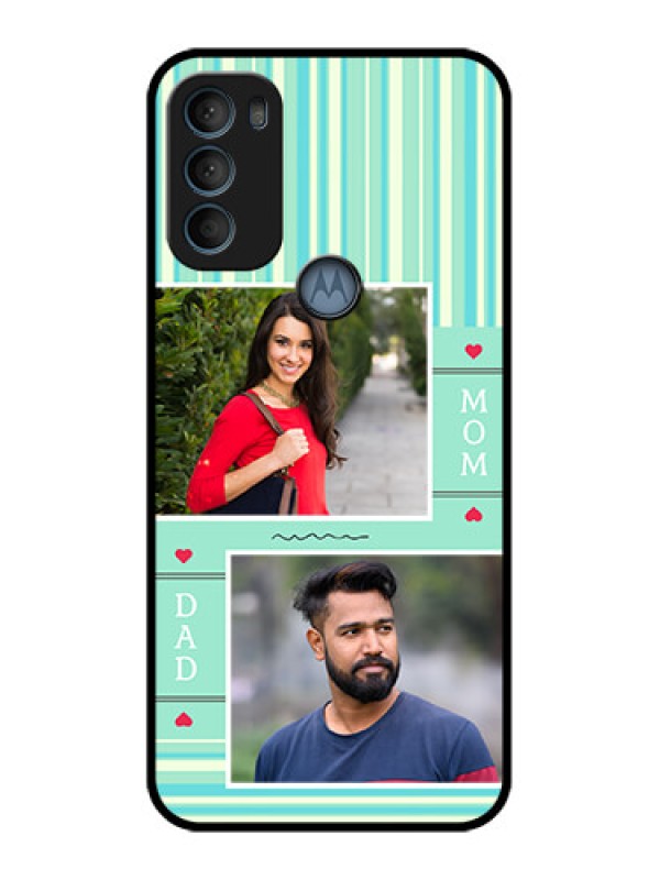 Custom Moto G71 5G Custom Metal Phone CaseMom and Dad Pic Design