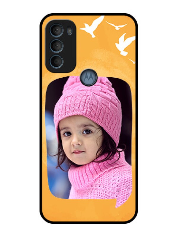 Custom Moto G71 5G Custom Metal Phone CaseWater Color Design With Bird Icons