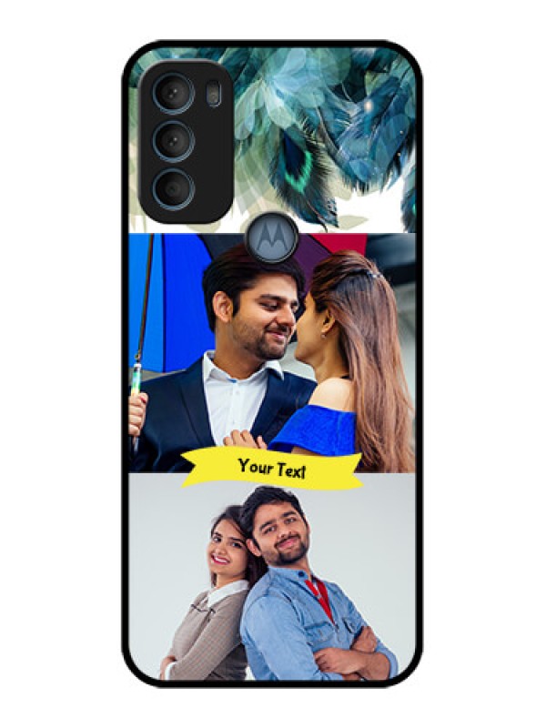 Custom Moto G71 5G Custom Metal Phone CaseImage With Boho Peacock Feather Design