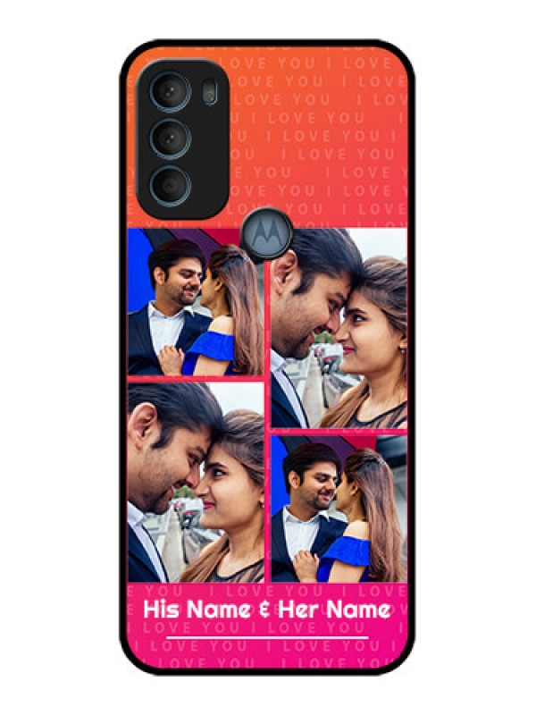 Custom Moto G71 5G Custom Metal Phone CaseI Love You Pink Design