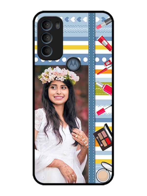 Custom Moto G71 5G Custom Metal Phone CaseMakeup Icons Design