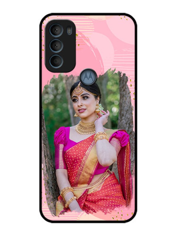 Custom Moto G71 5G Custom Metal Phone CaseGold Glitter Splash Design