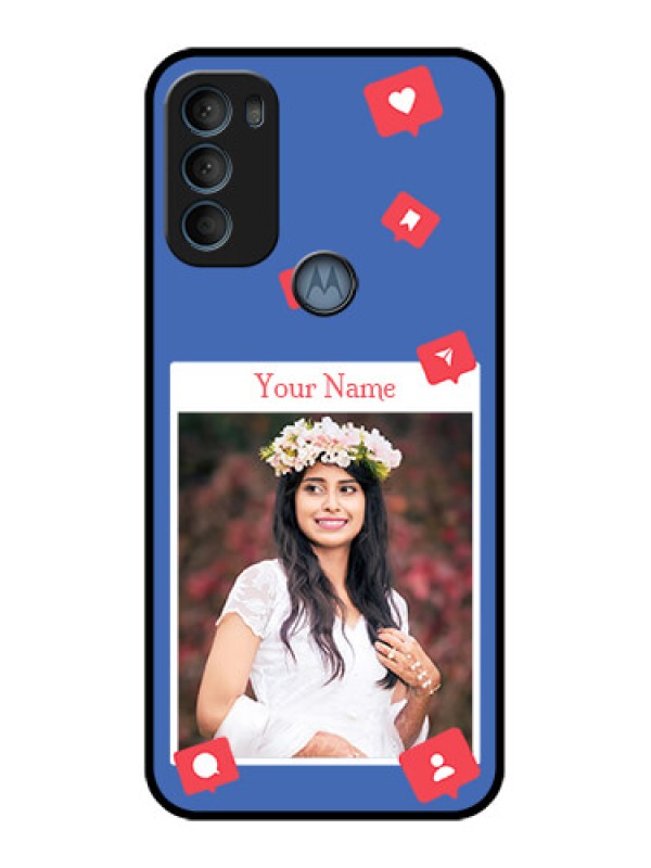 Custom Moto G71 5G Custom Metal Phone CaseLike Share And Comment Design