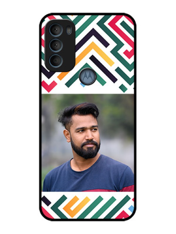 Custom Moto G71 5G Custom Metal Phone CaseColorful Maze Pattern Design