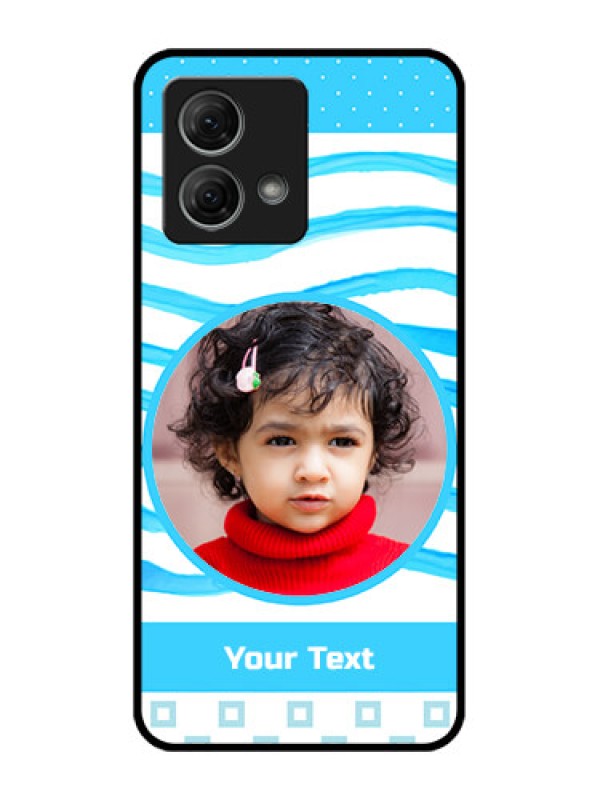 Custom Moto G84 5G Custom Metal Phone CaseSimple Blue Case Design