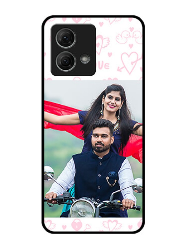 Custom Moto G84 5G Custom Metal Phone CasePink Flying Heart Design