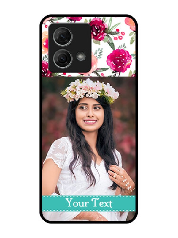 Custom Moto G84 5G Custom Metal Phone CaseWater Colors Floral Design
