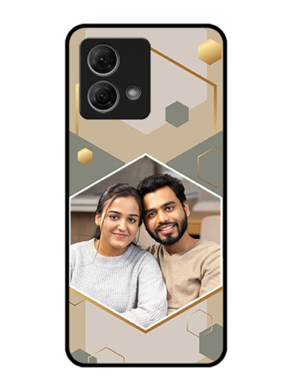 Custom Moto G84 5G Custom Metal Phone CaseStylish Hexagon Pattern Design