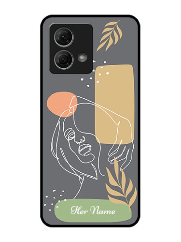 Custom Moto G84 5G Custom Metal Phone CaseGazing Woman Line Art Design