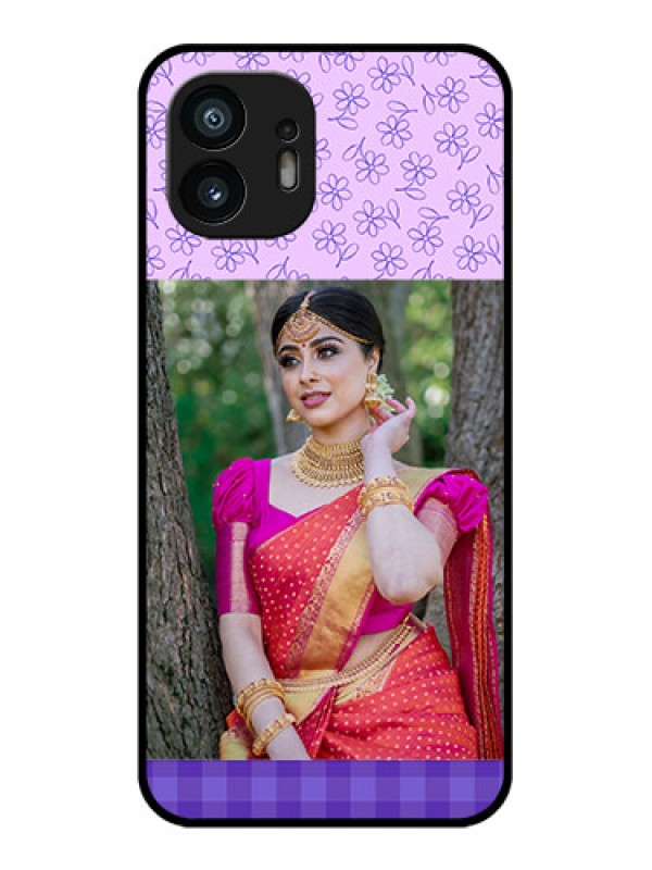 Custom Nothing Phone 2 Custom Metal Phone Case - Purple Floral Design