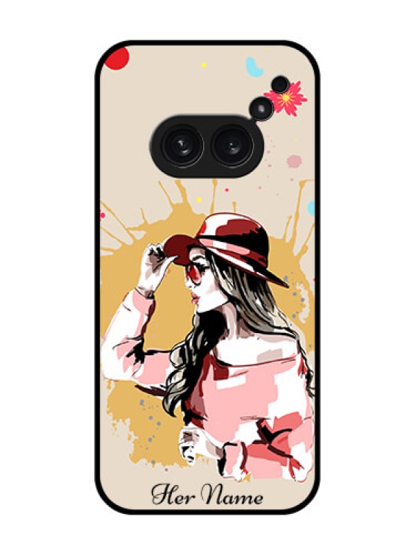 Custom Nothing Phone 2A Plus Custom Metal Phone CaseWomen With Pink Hat Design